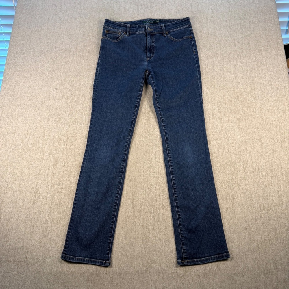 Lauren Ralph Lauren‎ Jeans 8 Blue Women Excellent Straight Leg Mid Rise Stretch